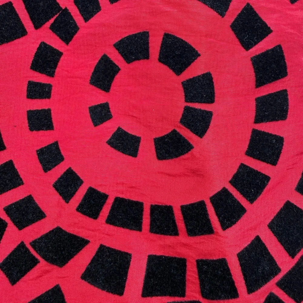 UBU Red Black Velvet Flocked Belted Statement Jacket Large - Picture 5 of 12